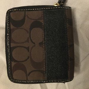 Authentic Coach leather & canvas monogram wallet